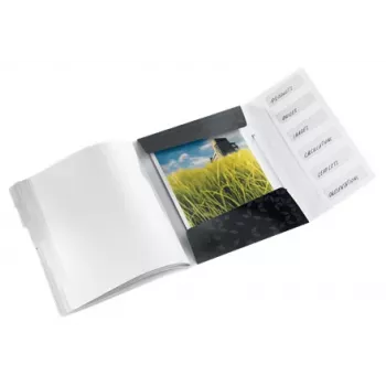 Leitz Divider Book WOW PP, 6 kart przekładek, konwencjonalna teczka, A4, polipropylen (PP), czarny, błyszczący, 200 kartek