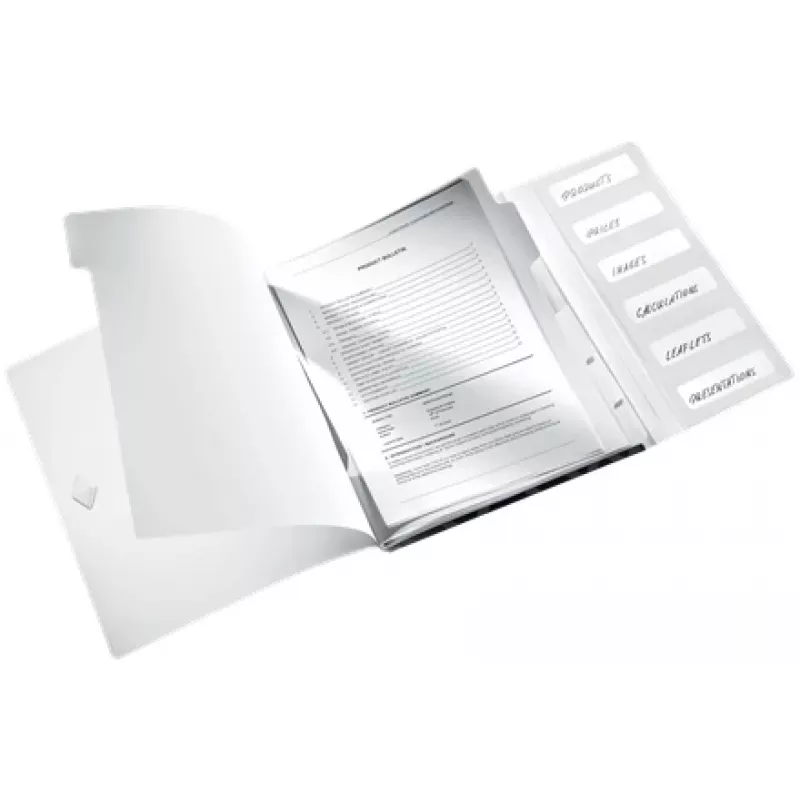 Leitz Divider Book WOW PP, 6 kart przekładek, konwencjonalna teczka, A4, polipropylen (PP), czarny, błyszczący, 200 kartek
