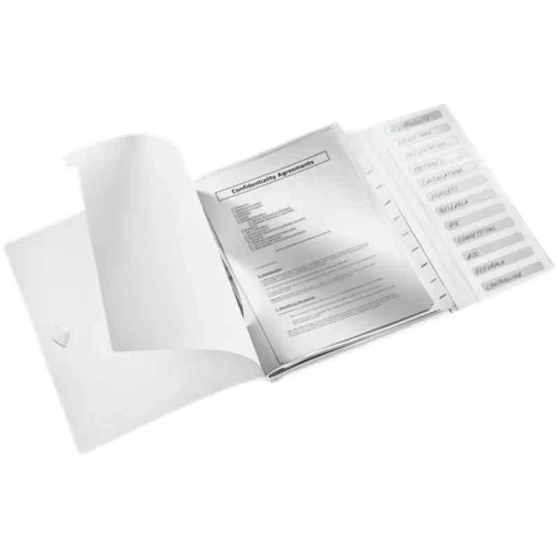 Leitz Przekładki WOW PP 12 kart, konwencjonalna teczka, A4, polipropylen (PP), biały, błyszczące, 200 arkuszy