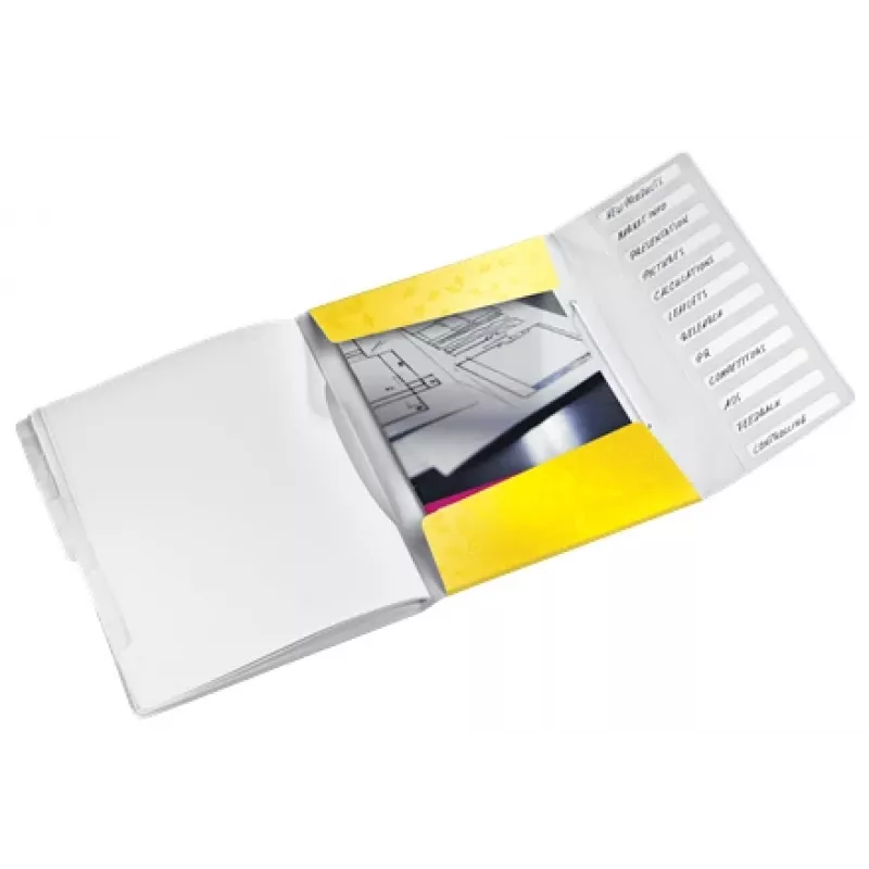 Leitz Divider Book WOW PP 12 kart, A4, Polipropylen (PP), Żółty, 200 arkuszy, 80 g/m², 265 mm