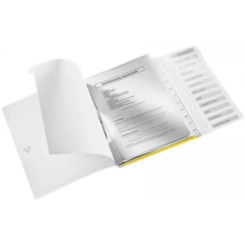 Leitz Divider Book WOW PP 12 kart, A4, Polipropylen (PP), Żółty, 200 arkuszy, 80 g/m², 265 mm