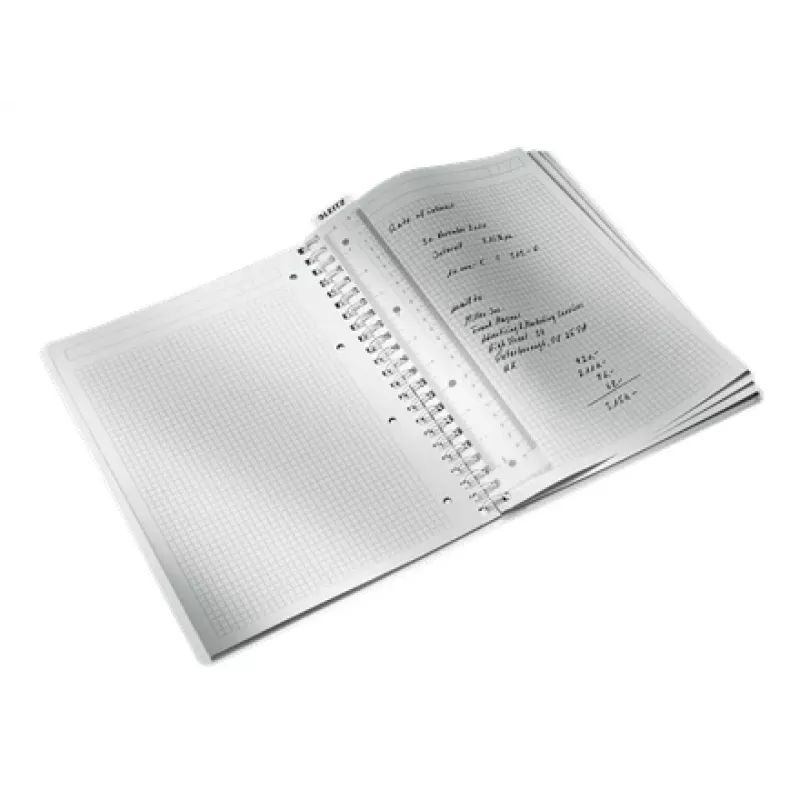Leitz WOW Notes A4 w kratkę, spiralowany z okładką PP, Wzór, Czarny, A4, 80 arkuszy, 80 g/m², Papier w kratkę