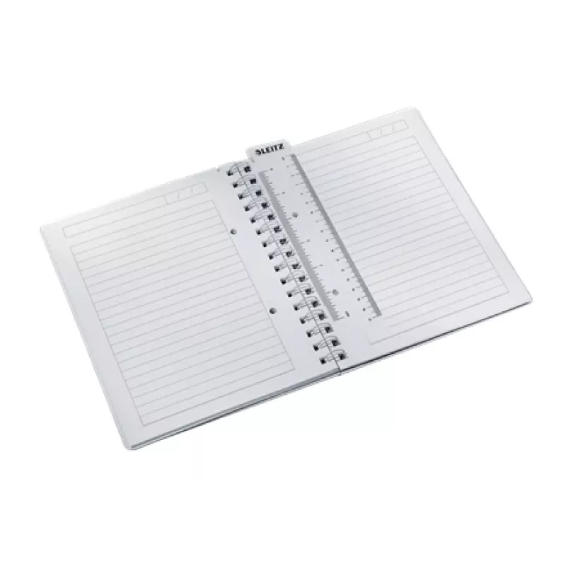 Leitz WOW Notatnik A5 w linie, spiralowany z okładką PP, Monochromatyczny, Biały, A5, 80 arkuszy, 80 g/m², papier w linie