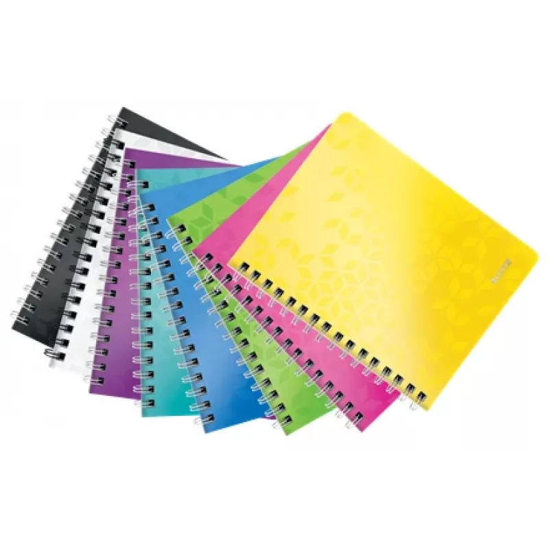 Leitz WOW Notatnik A5 w linie, spiralowany z okładką PP, Monochromatyczny, Biały, A5, 80 arkuszy, 80 g/m², papier w linie