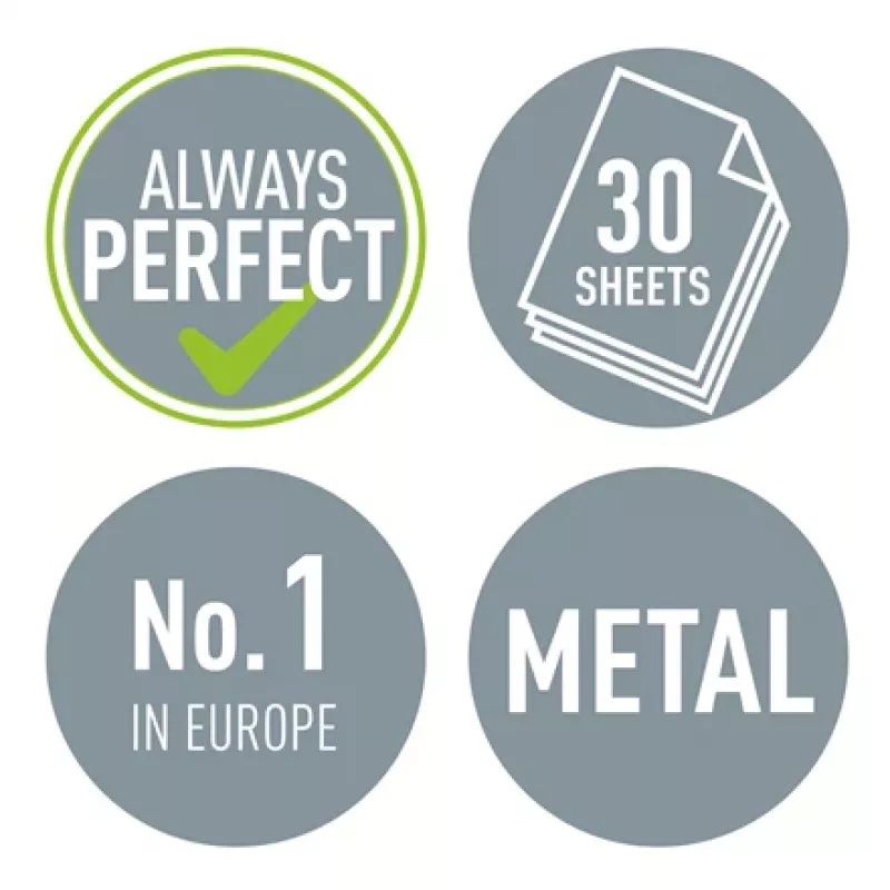 Leitz NeXXt Dziurkacz WOW 5008 Metalowy 2-otworowy / 30 arkuszy, 30 arkuszy, Żółty, Metal, 8 cm, 5,5 mm, A4, A5, A6, Folio, US-Quart, 8 x 8 x 8 cm