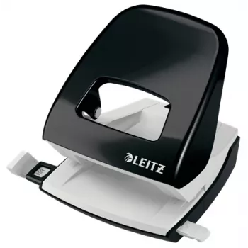 Dziurkacz Leitz WOW 5008 metalowy, 2 dziurki / 30 kartek, 30 kartek, Czarny, Biały, Metal, 8 cm, 5,5 mm, A4, A5, A6, Folio, US-Quart, 8 x 8 x 8 cm