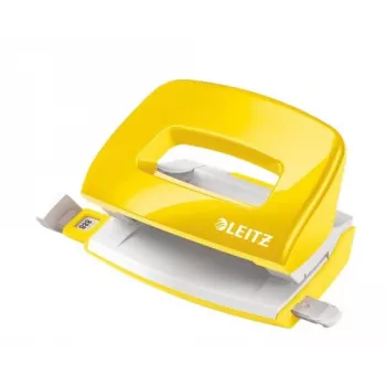 Leitz NeXXt Dziurkacz WOW Mini 2-otworowy / 10 arkuszy, 10 arkuszy, Żółty, Plastik, 8 cm, 5.5 mm, A4, A5, A6, Folio, US-Quart, 8 x 8 x 8cm