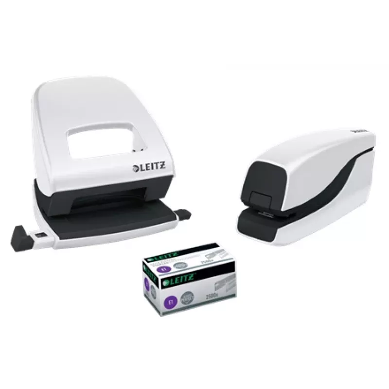 Zszywacz Leitz NeXXt na baterie WOW 5566, 10 kartek, przód, 1 cm, tworzywo sztuczne, biały, bateria