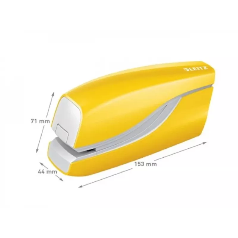 Zszywacz Leitz WOW 5566, bateryjny, 10 arkuszy, ładowanie od przodu, 1 cm, plastik, żółty