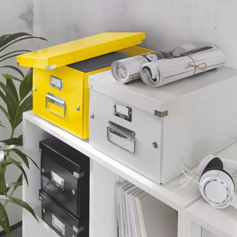 Leitz Click & Store WOW Średnie pudełko do przechowywania, Żółty, Karton, 281 mm, 370 mm, 200 mm, 900 g