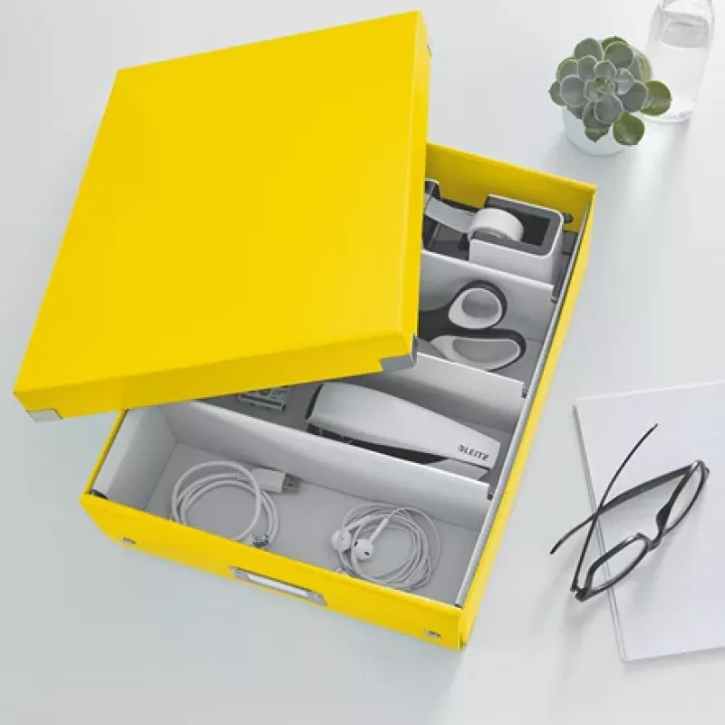 Leitz Click & Store WOW Medium Organiser Box, Pojemnik do przechowywania, Żółty, Prostokątny, Karton, Monochromatyczny, Do użytku wewnętrznego