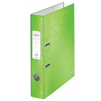 Leitz Segregator dźwigniowy 180° WOW POB/Laminowany A4/50mm, A4, pierścienie w kształcie D, karton, zielony, 350 arkuszy, 285 mm