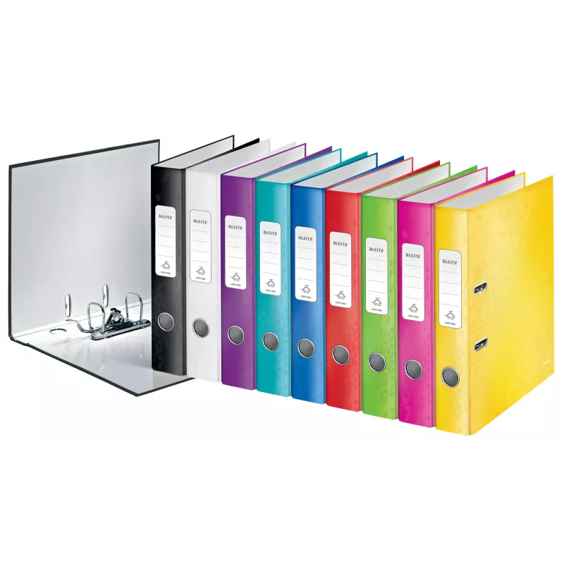 Leitz Segregator dźwigniowy 180° WOW POB/Laminowany A4/50mm, A4, pierścienie w kształcie D, karton, zielony, 350 arkuszy, 285 mm
