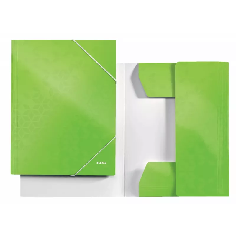 Teczka z 3 klapkami Leitz WOW Card/POB A4, teczka kartonowa, A4, polipropylen (PP), zielona, 250 arkuszy, 80 g/m²