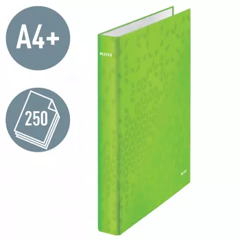 Leitz Ringbinder WOW Laminowany A4+ 2DR/25mm, A4+, D-ring, Karton, Zielony, 250 arkuszy, 80 g/m²