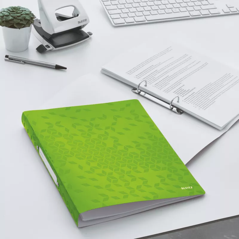 Leitz Ringbinder WOW PP A4 2RR/25mm, A4, okrągłe pierścienie, polipropylen (PP), zielony, 190 arkuszy, 80 g/m²