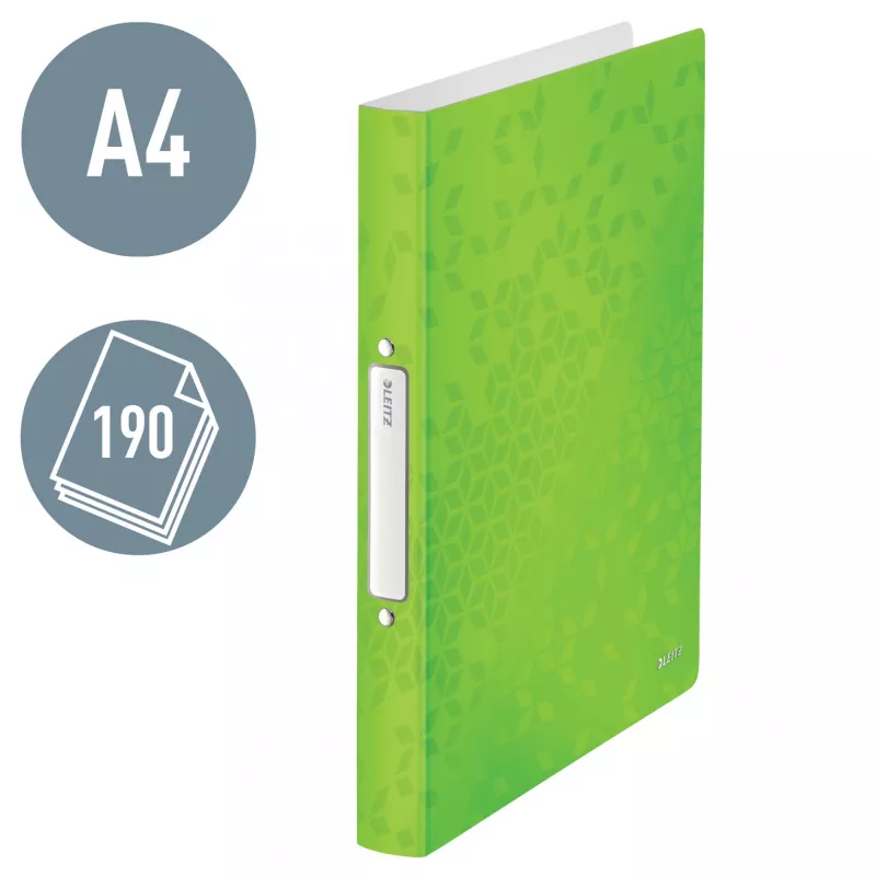 Leitz Ringbinder WOW PP A4 2RR/25mm, A4, okrągłe pierścienie, polipropylen (PP), zielony, 190 arkuszy, 80 g/m²