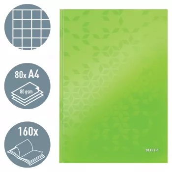 Leitz Notebook WOW A4 Squared with hardcover 90g/80sheets, Wzór, Zielony, A4, 80 arkuszy, 80 g/m², Papier w kratkę