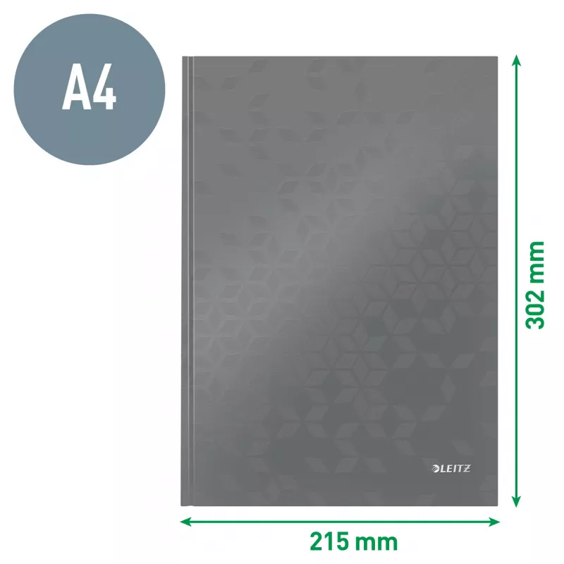 Leitz Notebook WOW A4 Squared with hardcover 90g/80sheets, Wzór, Zielony, A4, 80 arkuszy, 80 g/m², Papier w kratkę