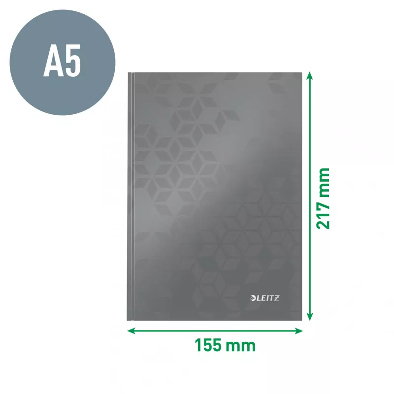 Notatnik Leitz WOW A5 w kratkę z twardą oprawą, Wzór, Zielony, A5, 80 kartek, 80 g/m², w kratkę