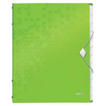 Leitz WOW PP karton segregatorowy z 12 przekładkami, A4, polipropylen (PP), zielony, 200 arkuszy, 80 g/m², 265 mm