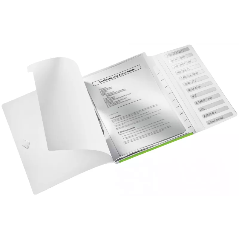 Leitz WOW PP karton segregatorowy z 12 przekładkami, A4, polipropylen (PP), zielony, 200 arkuszy, 80 g/m², 265 mm