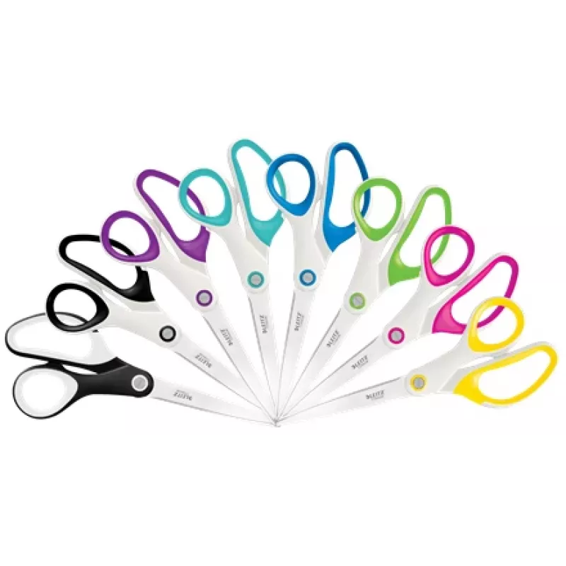 Leitz WOW Titanium Office Scissors 205 mm, Adult, prosty cut, Single, Green, biały, Stainless steel, Office scissors