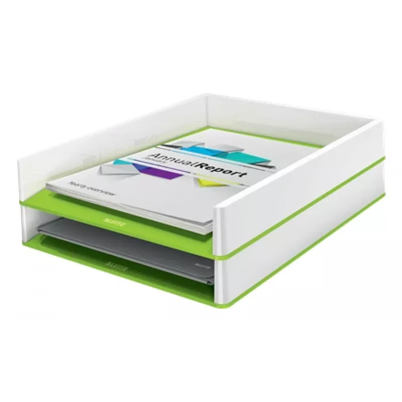Leitz Letter Tray WOW Dual Colour, Plastikowa, Zielona, Biała, A4, 267 mm, 336 mm