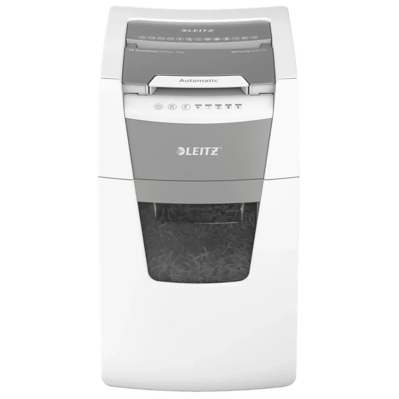 Leitz IQ Autofeed Office 150 Automatyczna niszczarka do papieru P5, cięcie mikro, 22 cm, 2 x 15 mm, 44 L, 500 arkuszy, 55 dB