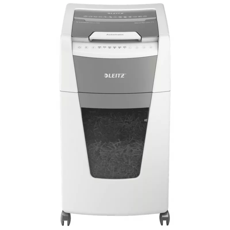Leitz IQ Autofeed Office 300 Automatyczna niszczarka do papieru P5, cięcie na mikrokawałki, 22 cm, 2 x 15 mm, 60 l, 700 arkuszy, 55 dB