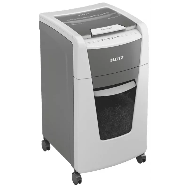 Leitz IQ Autofeed Office 300 Automatyczna niszczarka do papieru P5, cięcie na mikrokawałki, 22 cm, 2 x 15 mm, 60 l, 700 arkuszy, 55 dB