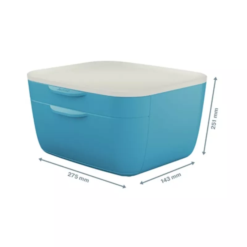 Leitz Cosy szafka z szufladami, 2 szuflady, Polistyren (PS), Niebieski, Biały, 1 szt., 251 mm, 143 mm