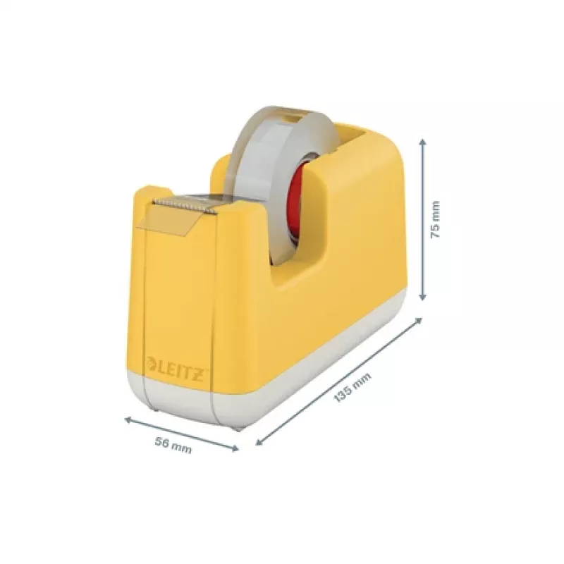 Dozownik taśmy Leitz Cosy, 1,9 cm, 33 m, akrylonitrylo-butadieno-styren (ABS), żółty, 75 mm, 56 mm