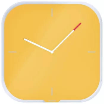 Leitz Cosy Silent Glass Wall Clock, Square, żółty, 300 mm, 300 mm, 40 mm, 1,6 kg