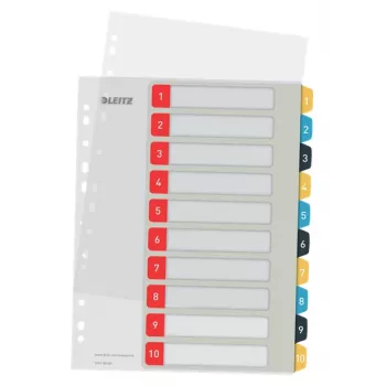 Leitz Cosy 1-10 Printable Index, PP, indeks numeryczny, polipropylen (PP), pionowo, A4 Maxi, 245 mm, 305 mm