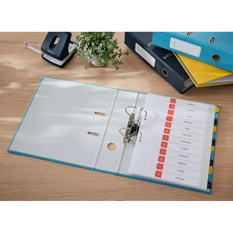 Leitz 180° Cosy skoroszyt dźwigniowy Soft Touch 80mm, A4, karton, niebieski, powierzchnia teksturowana, 600 arkuszy, 80 g/m²