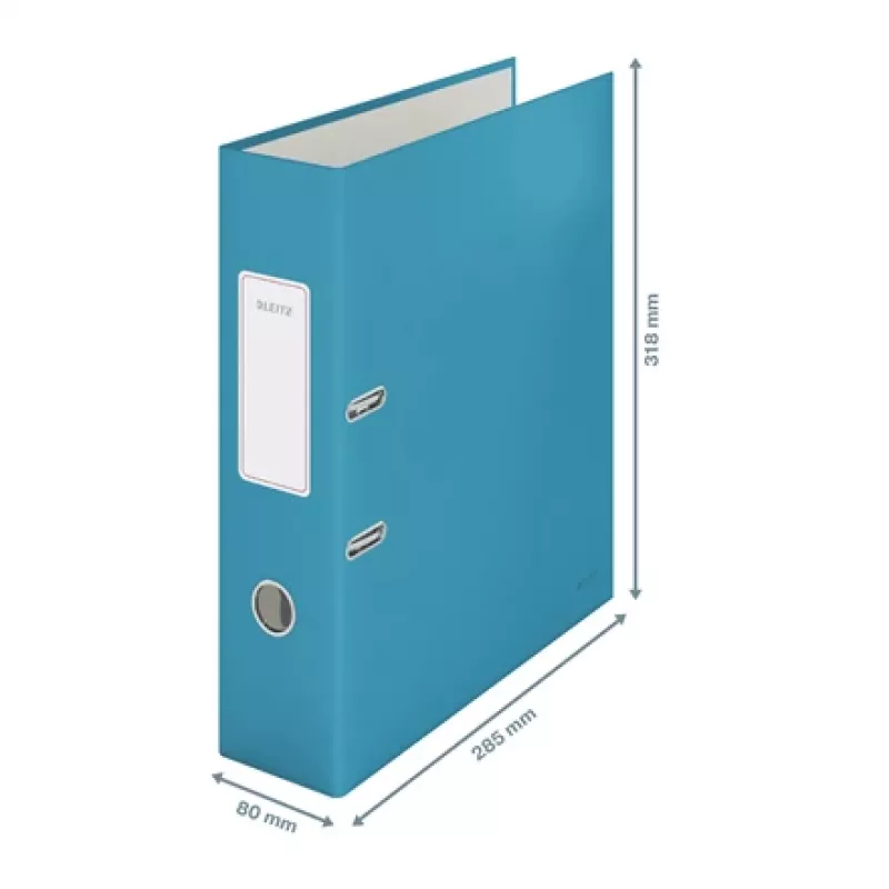 Leitz 180° Cosy skoroszyt dźwigniowy Soft Touch 80mm, A4, karton, niebieski, powierzchnia teksturowana, 600 arkuszy, 80 g/m²