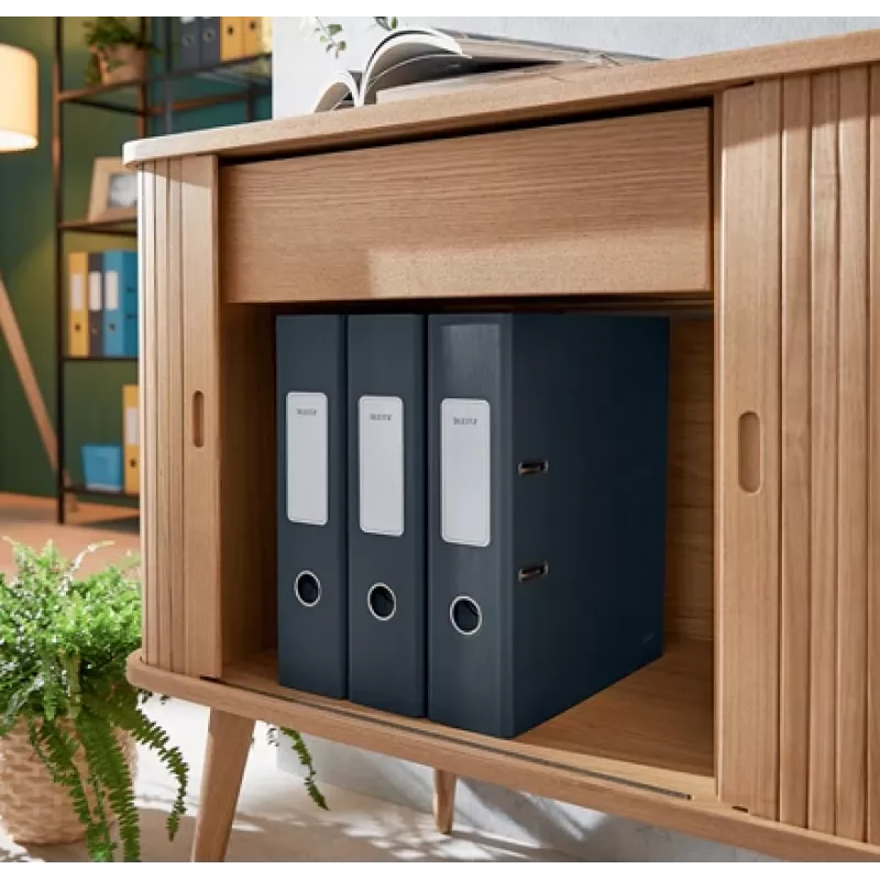 Leitz 180° Cosy segregator dźwigniowy Soft Touch 80 mm, A4, kartonowe okładki, czarny, faktura strukturalna, 600 arkuszy, 80 g/m²