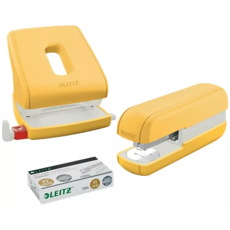 Leitz Cosy Stapler 30 arkuszy, 30 arkuszy, Żółty, Standardowe zszywanie, 24/6, Metal, Tworzywo sztuczne, 80 g/m²