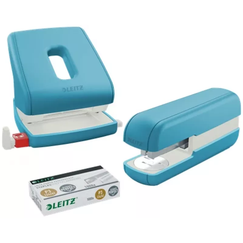 Leitz Cosy Dziurkacz 2-otworowy na 30 arkuszy, 30 arkuszy, Niebieski, Plastik, 8 cm, 5,5 mm, A4