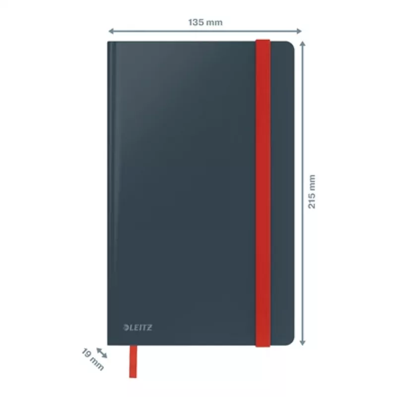 Zeszyt Leitz Cosy Soft Touch w linie, twarda oprawa, monochromatyczny, czarny, A5, 80 kartek, matowy, 100 g/m²