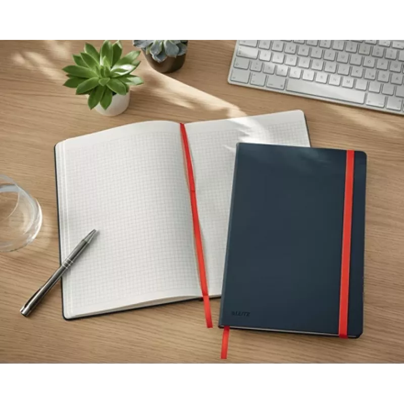 Leitz Cosy Notebook Soft Touch w kratkę z twardą oprawą, monochromatyczny, czarny, B5, 80 arkuszy, matowy, 100 g/m²