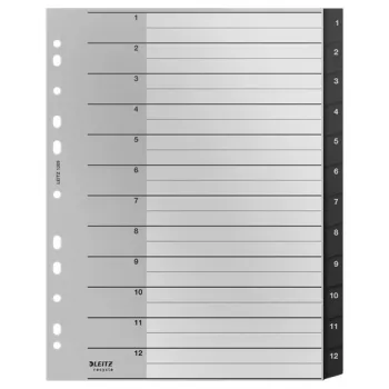 Leitz Recycle Index, PP, extra szeroki, numeryczny przekładka indeksująca, polipropylen (PP), czarny, biały, pionowa, A4 Maxi, 160 g/m²
