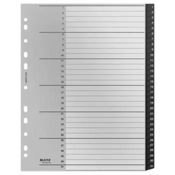 Leitz Recycle Index, PP, extra szeroki, Indeks numeryczny, Polipropylen (PP), Czarny, Biały, Pionowy, A4 Maxi, 160 g/m²