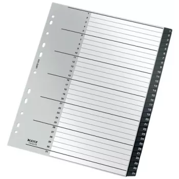 Leitz Recycle Index, PP, extra szeroki, Indeks numeryczny, Polipropylen (PP), Czarny, Biały, Pionowy, A4 Maxi, 160 g/m²