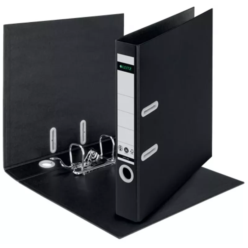 Skoroszyt dźwigniowy Leitz 180° Recycle, A4, karton, czarny, 350 arkuszy, 80 g/m², 320 mm