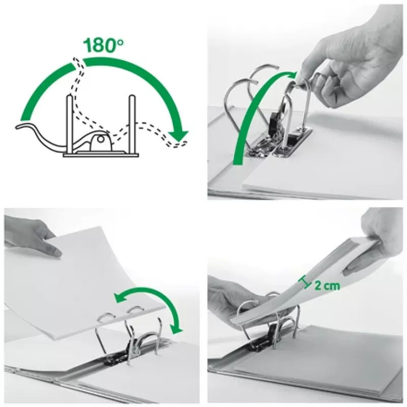Skoroszyt dźwigniowy Leitz 180° Recycle, A4, karton, czarny, 350 arkuszy, 80 g/m², 320 mm