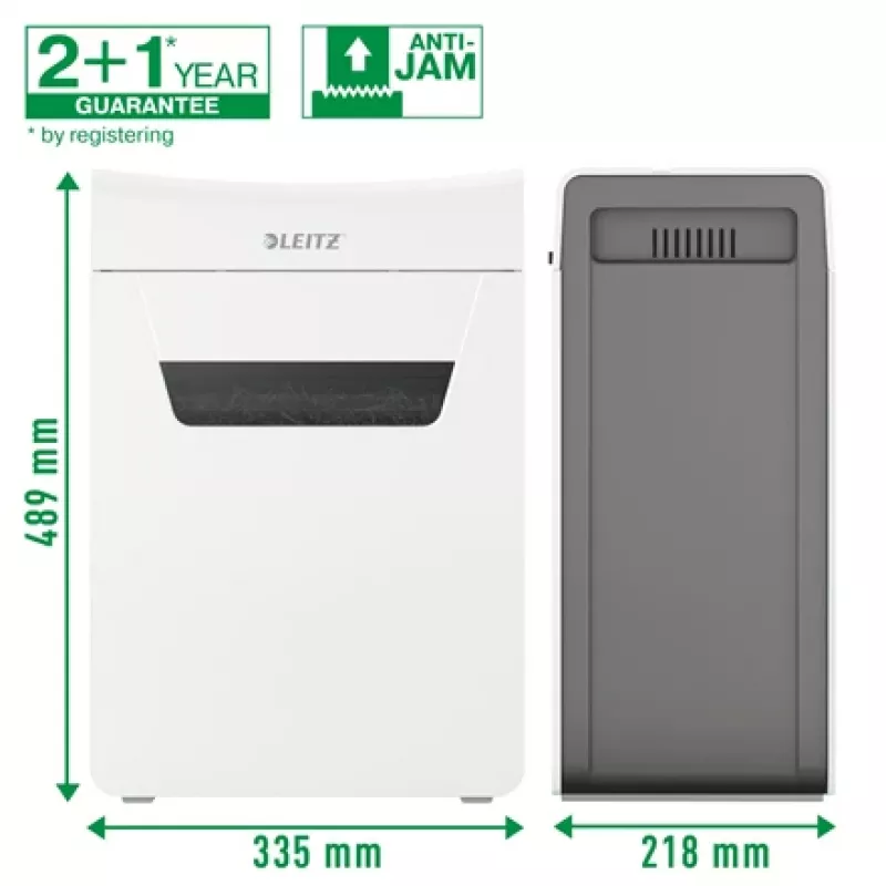 Leitz IQ Protect Premium Niszczarka do papieru 10X P4, 4 x 40 mm, 18 L, 150 arkuszy, 55 dB, dotykowe sterowanie, 10 arkuszy