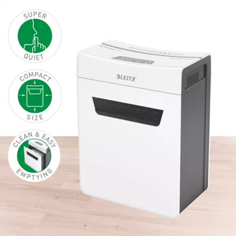 Leitz IQ Protect Premium Paper Shredder 4M P5, Micro-cut shredding, 2 x 15 mm, 14 L, 150 sheets, 55 dB, Touch