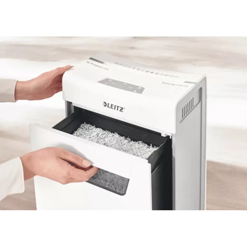 Leitz IQ Protect Premium Paper Shredder 4M P5, Micro-cut shredding, 2 x 15 mm, 14 L, 150 sheets, 55 dB, Touch